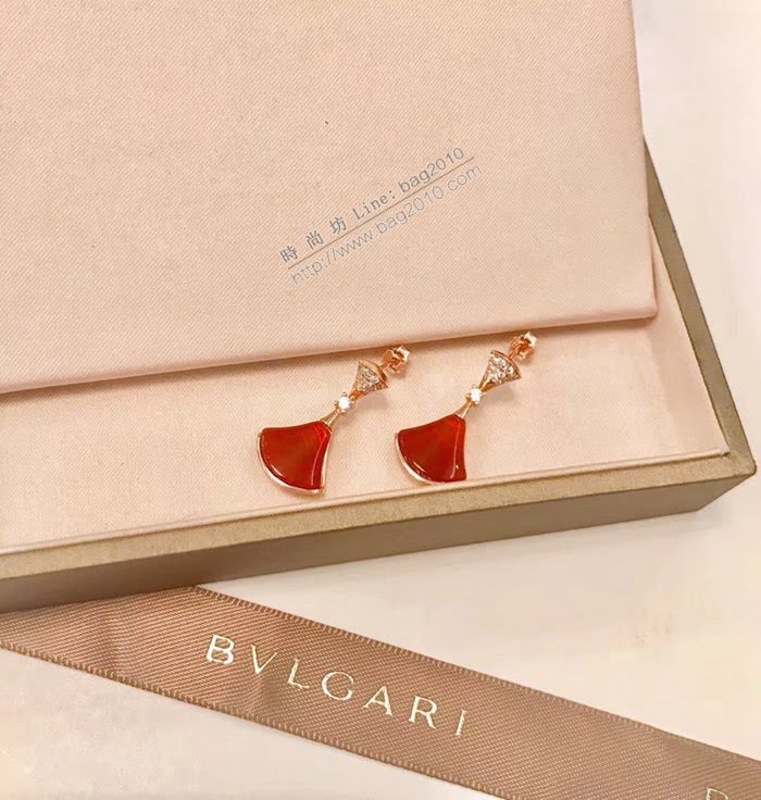 Bvlgari飾品 寶格麗diva系列 925純銀 扇形裙子鑽耳釘  zgbq3022